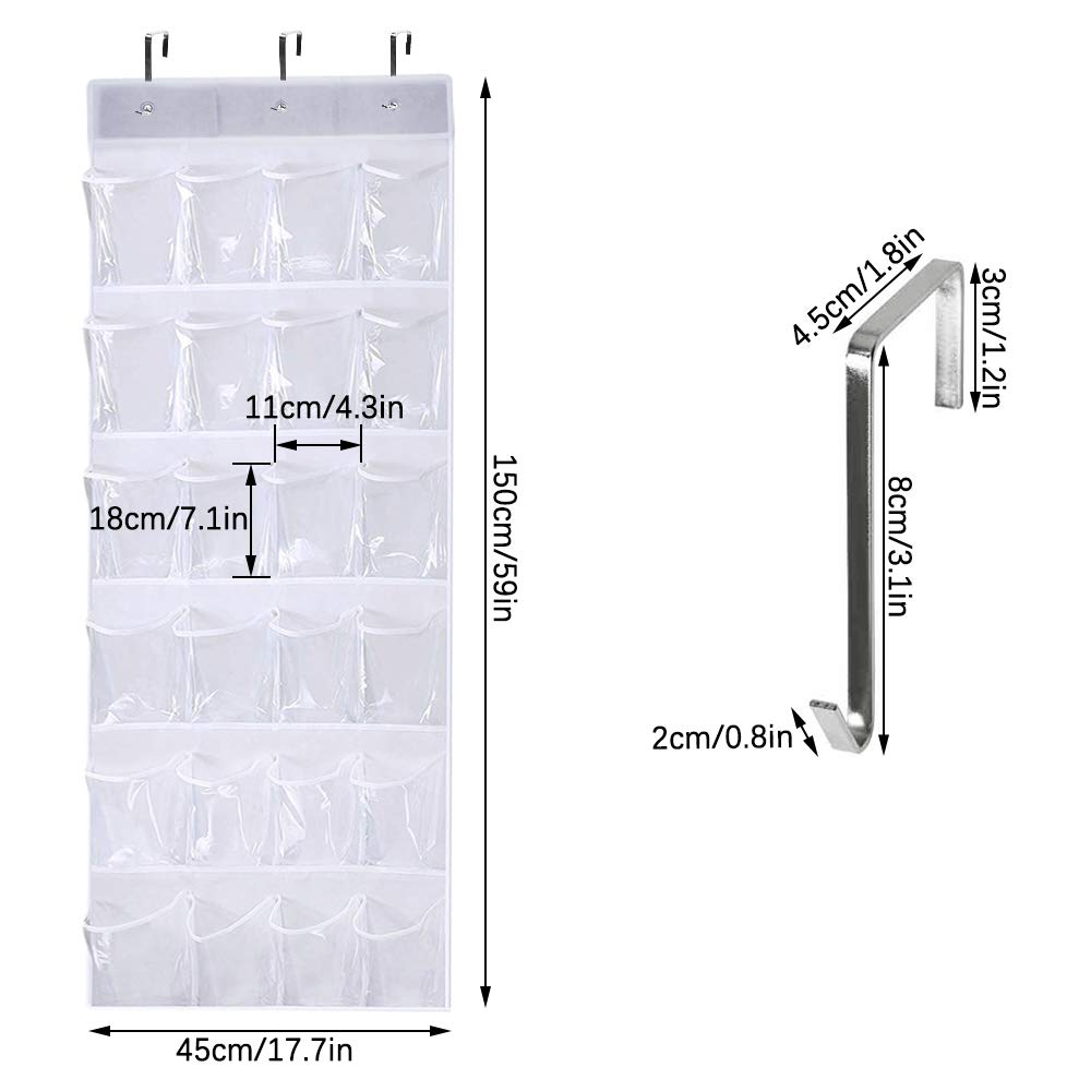 Shoe Organiser 24 Pockets — Folding Hanging Mesh Organiser with Hooks for Bedroo