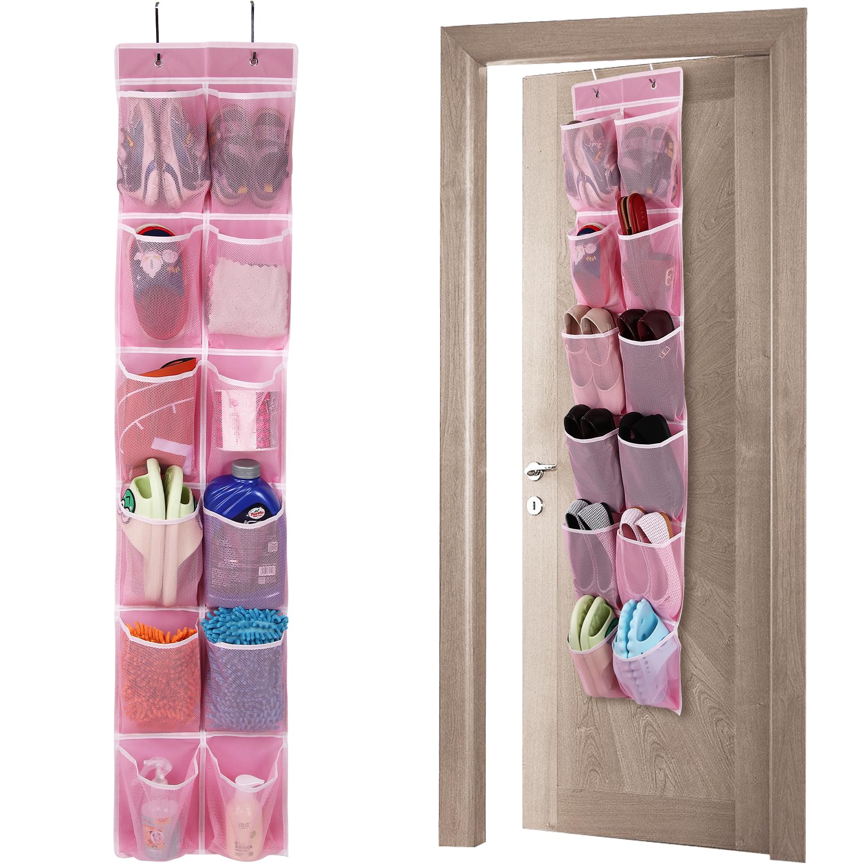 Shoe Organizer 12 Pockets — Hanging Storage Organizer, Pink
