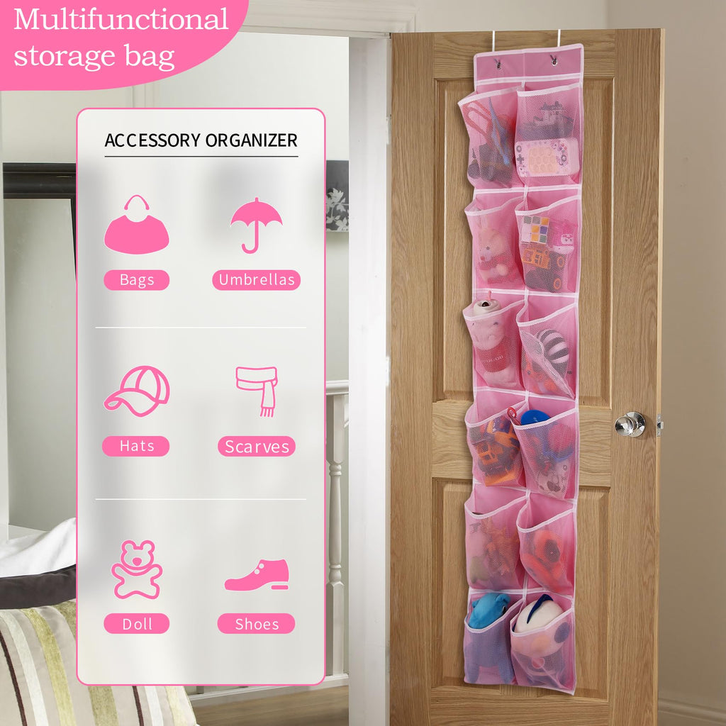 Shoe Organizer 12 Pockets — Hanging Storage Organizer, Pink